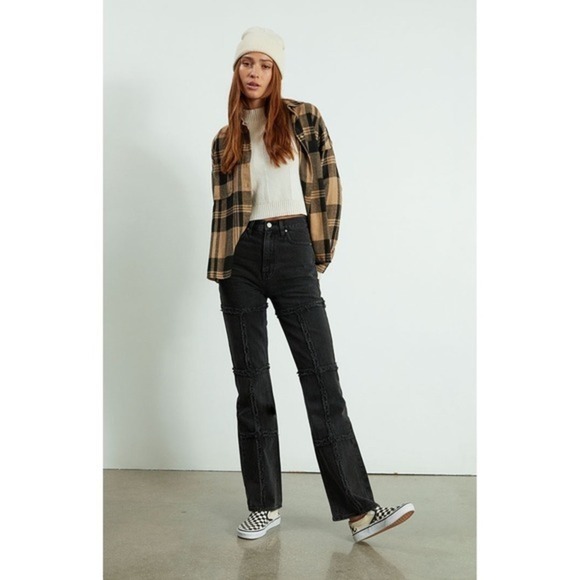 PacSun Eco Black Frayed High Waisted Bootcut Jeans Size 28 - Picture 3 of 16